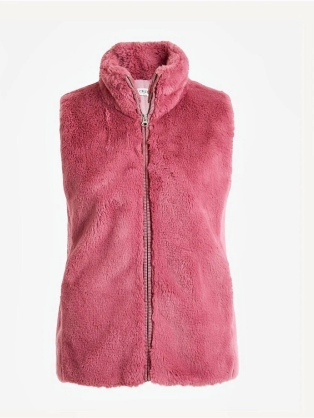 J.Crew Faux-Fur Zip Vest Pink